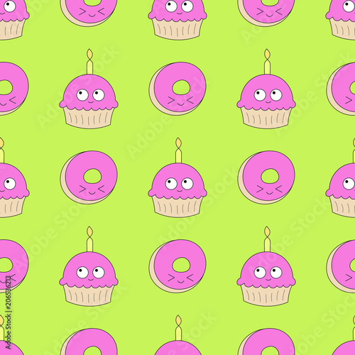 Seamless baby pattern with kawaii characters. Best Choice for cards, invitations, printing, party packs, blog backgrounds, paper craft, party invitations, digital scrapbooking.