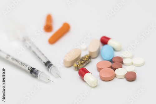 Two glucose syringe with some medicines