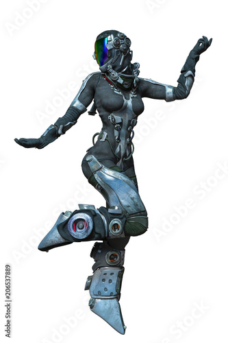 apocalyptic astronaut girl exploring arround