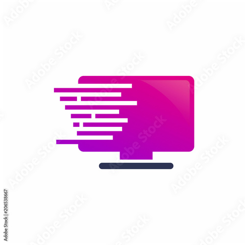 Monitor Tech Logo Design Element Template