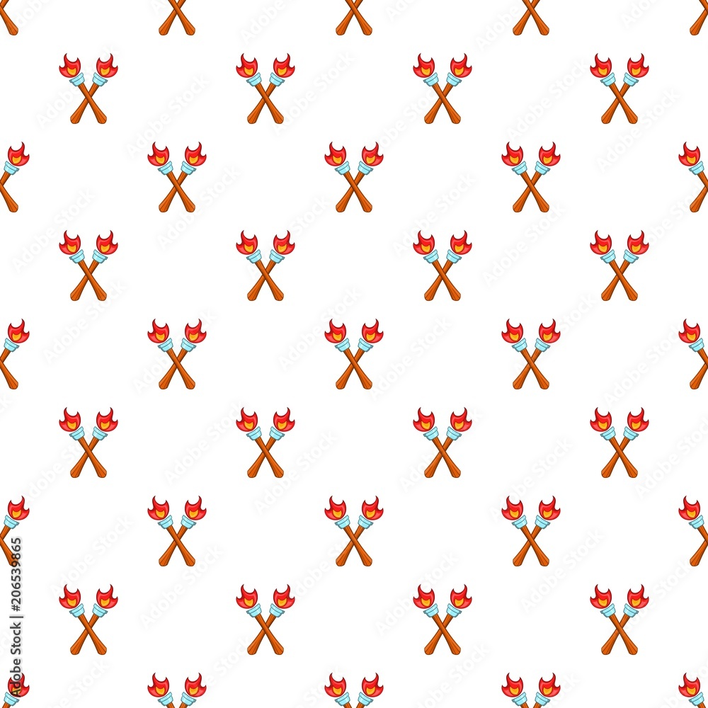 Two torches pattern. Cartoon illustration of two torches vector pattern for web