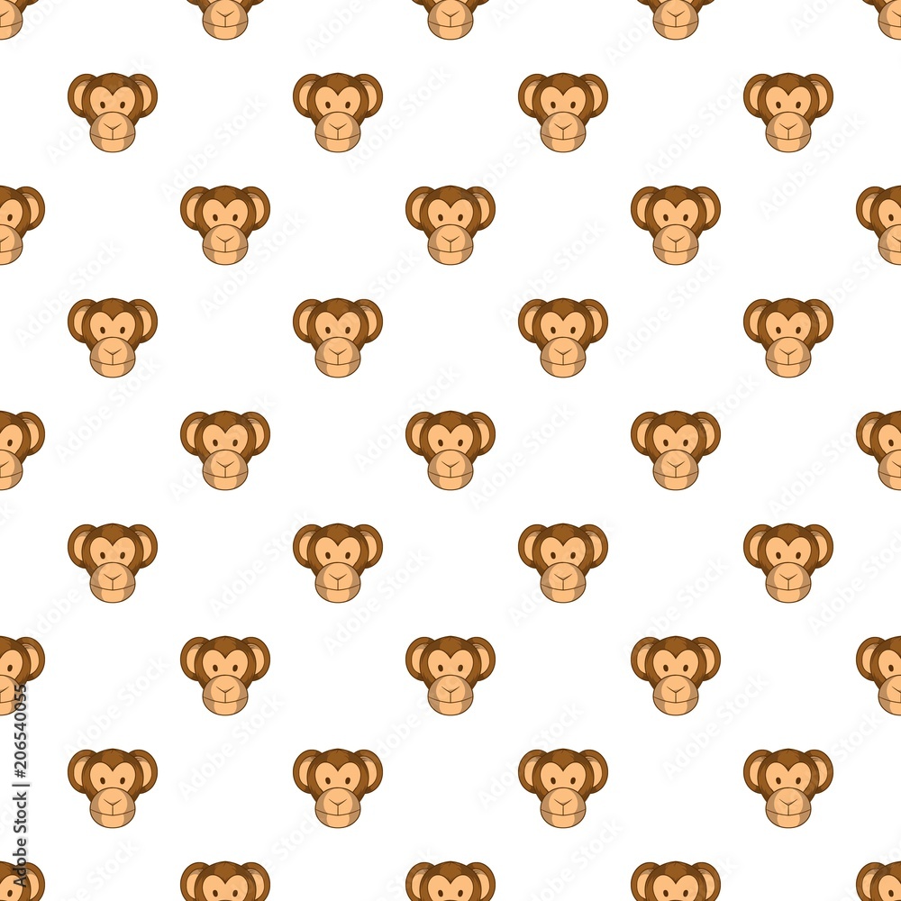 Obraz premium Monkey face pattern. Cartoon illustration of monkey face vector pattern for web