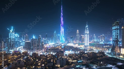 sunset and sumrise timelapse, downtown of Dubai, UAE