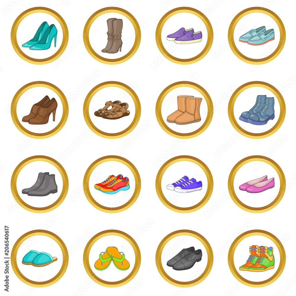 Shoe vector set in cartoon style isolated on white background Shoe vector set in cartoon style isolated on white background