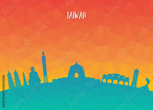 Taiwan Landmark Global Travel And Journey paper background. Vector Design Template.used for your advertisement, book, banner, template, travel business or presentation.