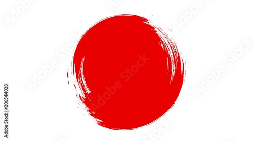 Grunge red circle shape animation, flag of Japan.