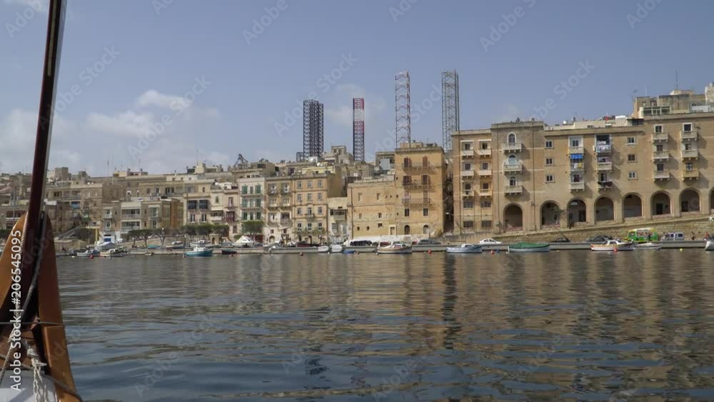 VALLETTA - MALTA, April, 2018: View of the Mediterranean Sea,Valletta and the island of Malta from water taxi. VALLETTA - MALTA, April, 2018: View of the Mediterranean Sea,Valletta and the island of Malta from water taxi.