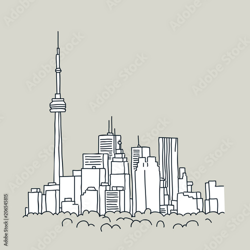 Skyline illustration of the downtown office district of the city of Toronto, Ontario, Canada.