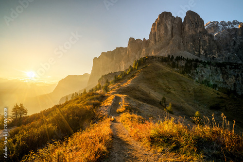 Fototapeta Dolomites, Italy Landscape at Passo Gardena.