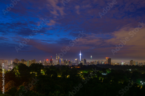 Majestic sunrise over downtown Kuala Lumpur, Malaysia 