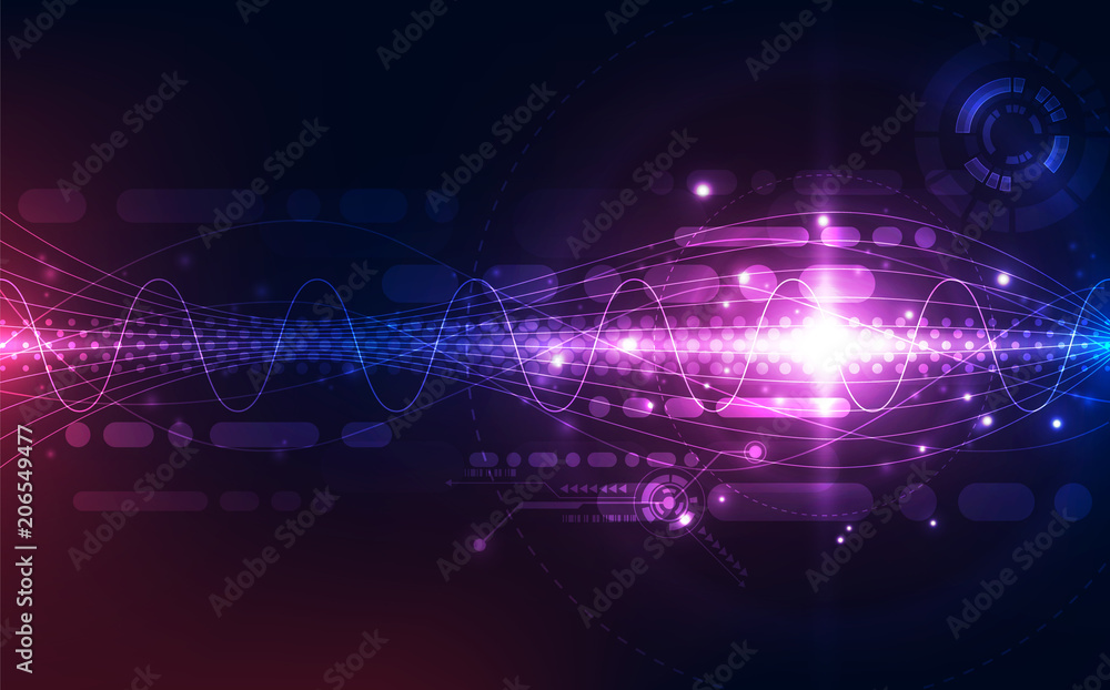 Fototapeta premium Abstract futuristic digital wave technology background. Illustration Vector