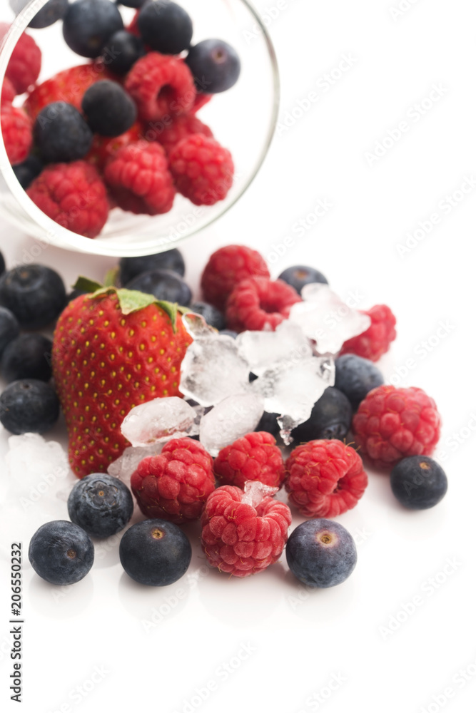 Closeup shot of frozen raspberries, blackberries and strawberries Closeup shot of frozen raspberries, blackberries and strawberries