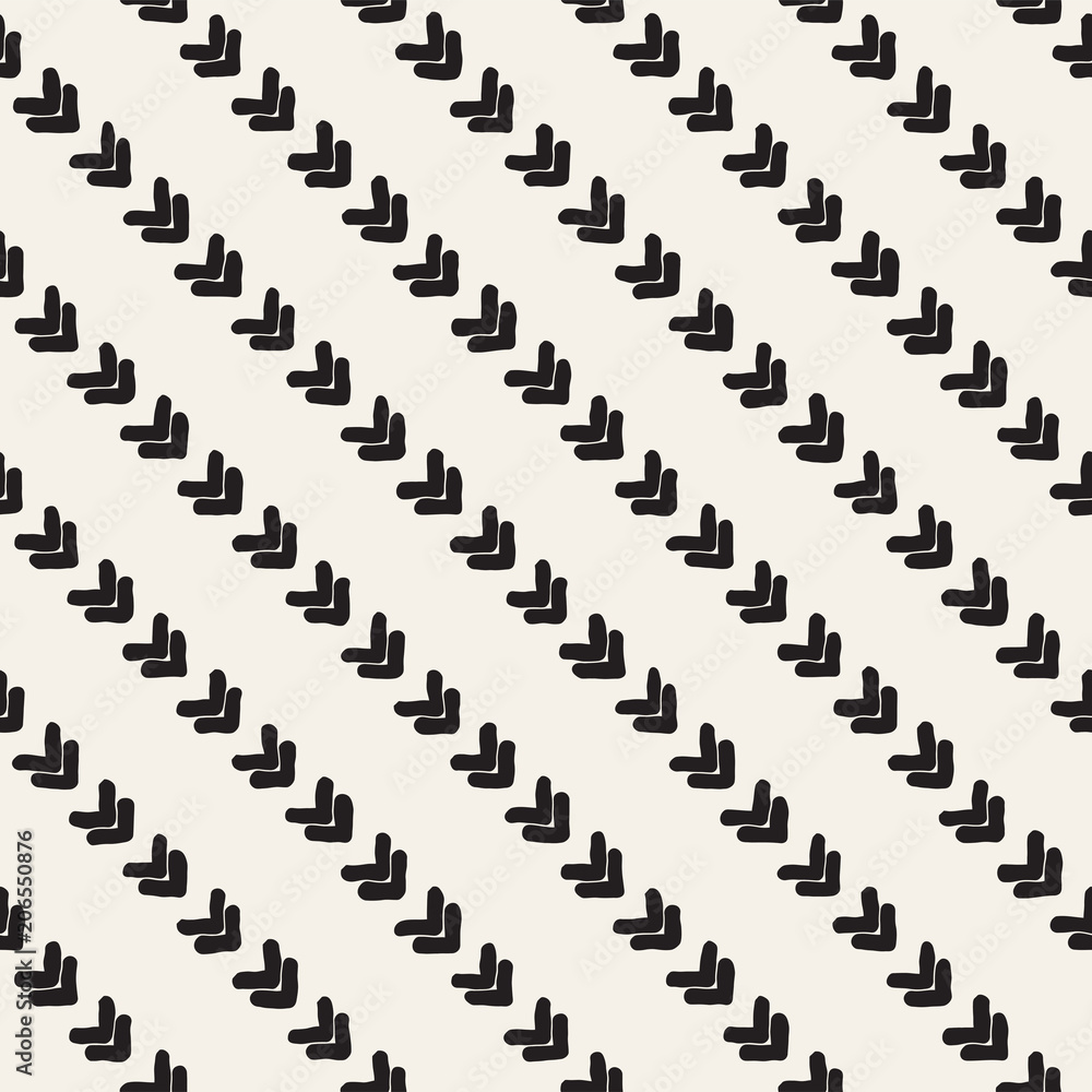 Fototapeta premium Hand drawn style ethnic seamless pattern. Abstract grungy geometric background in black and white.