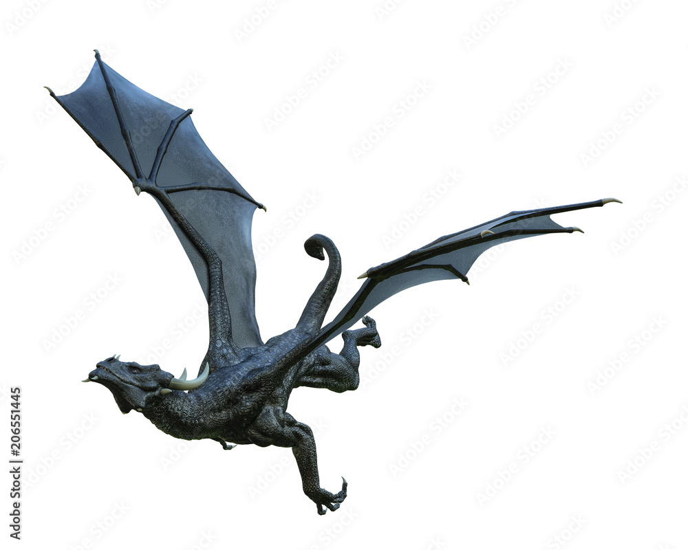 Fototapeta premium black dragon in a white background