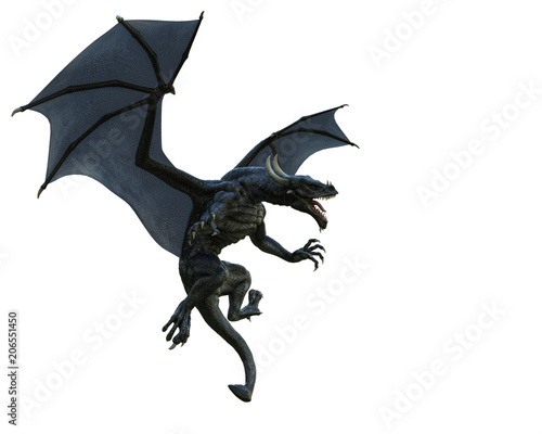 black dragon in a white background