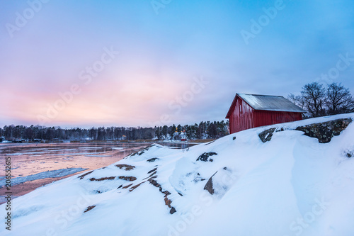 Photography A red little cottage in the archipelago of Stockholm, Sweden