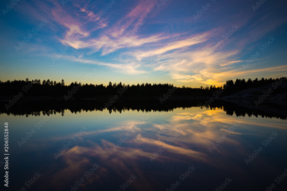 Lake with reflections in the sky