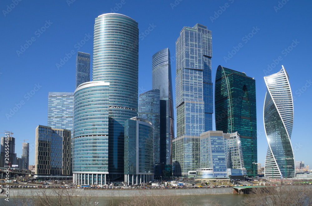 Moscow, Russia - April 9, 2018: Towers of the Moscow international business center (MIBC) Moscow, Russia - April 9, 2018: Towers of the Moscow international business center (MIBC)