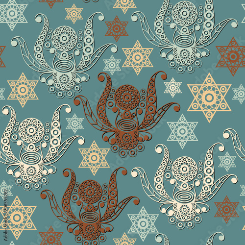 Seamless texture with occult symbol 5