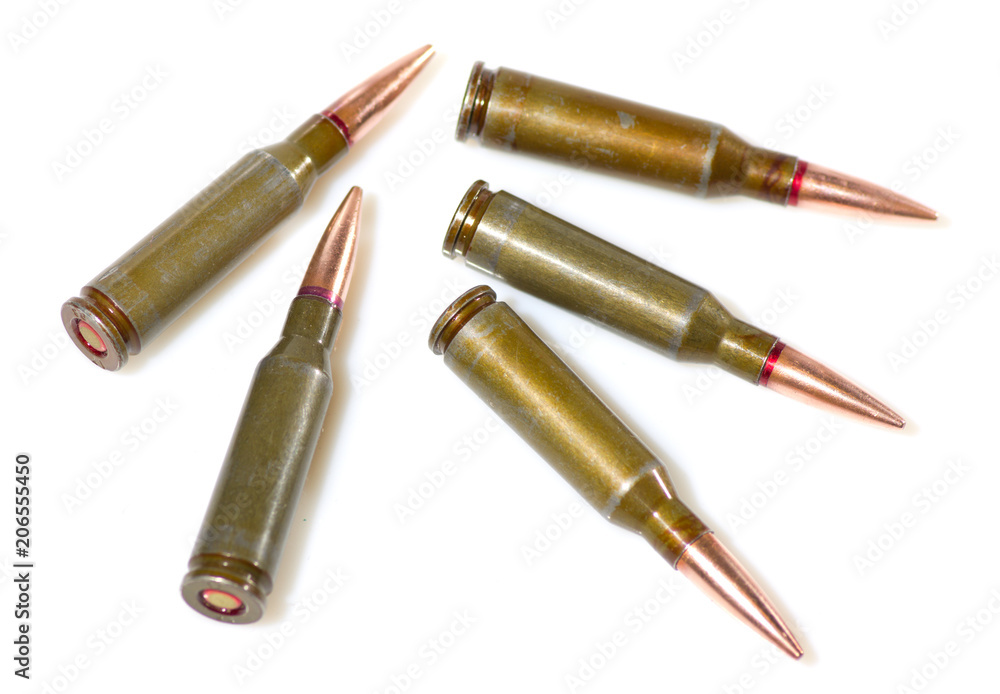 Ammunition cartridges on white Ammunition cartridges on white