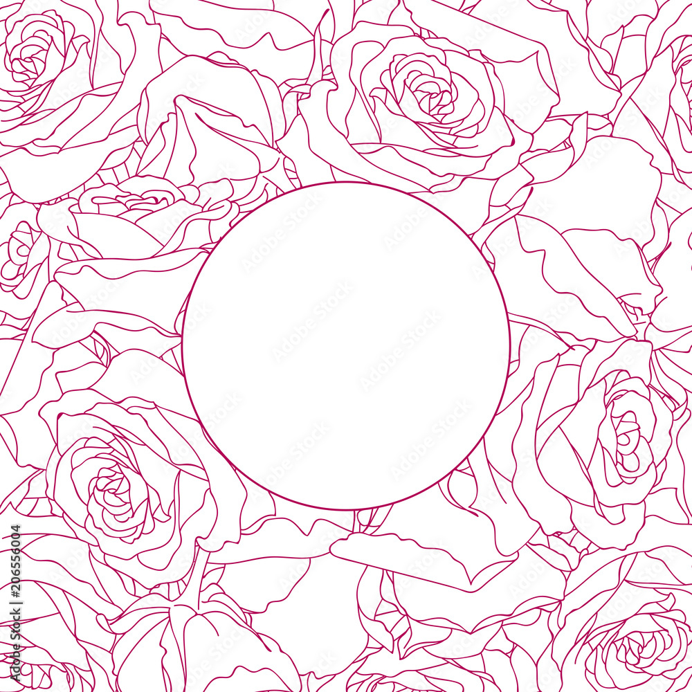 Obraz premium Round frame on linear rose background