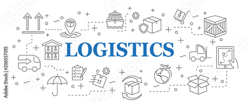 Logistics. Banner logistics with vector icons