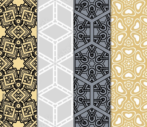 set of complex geometric ornament. sophisticated geometric pattern based on repetitive simple forms. vector illustration