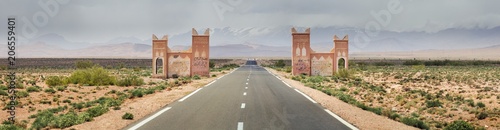 panorama of highway with gate in Morocco