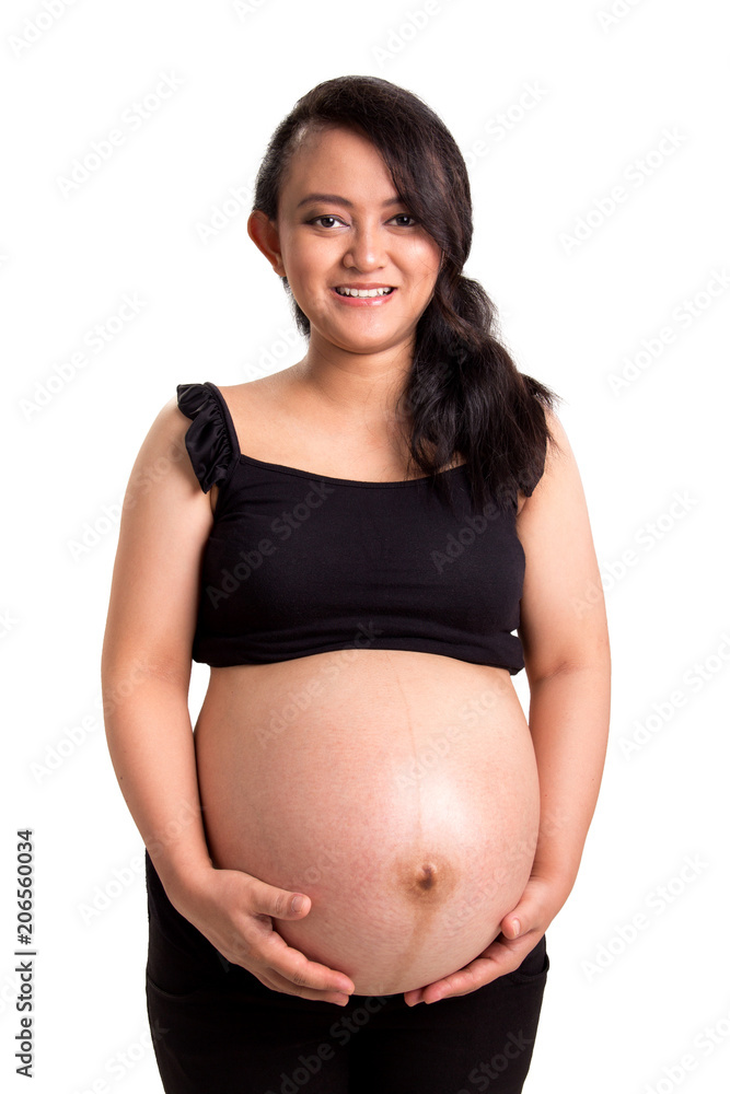 Smiling pregnant mom isolated portrait Smiling pregnant mom isolated portrait