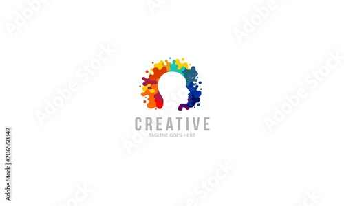 Abstract Human Head Vector - Colorful Creative Mind Logo