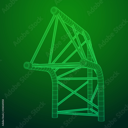 Truss girder element. Wireframe low poly mesh vector illustration.