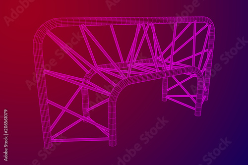 Truss girder element. Wireframe low poly mesh vector illustration.