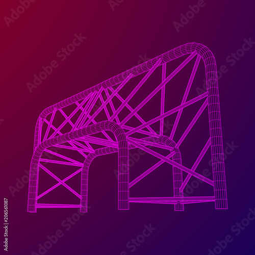 Truss girder element. Wireframe low poly mesh vector illustration.