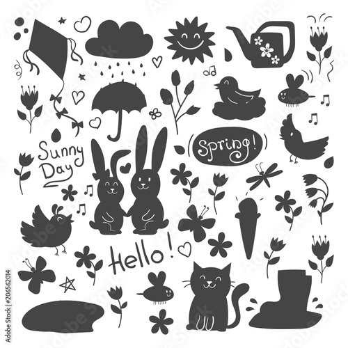 Spring vector natural floral background with blossom gardening beauty springt...