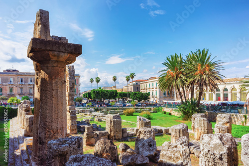 Ruins of Temple of Apollo at Piazza Pancali in Siracusa photo