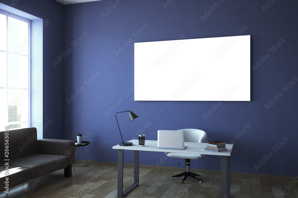 Contemporary office interior with poster Contemporary office interior with poster