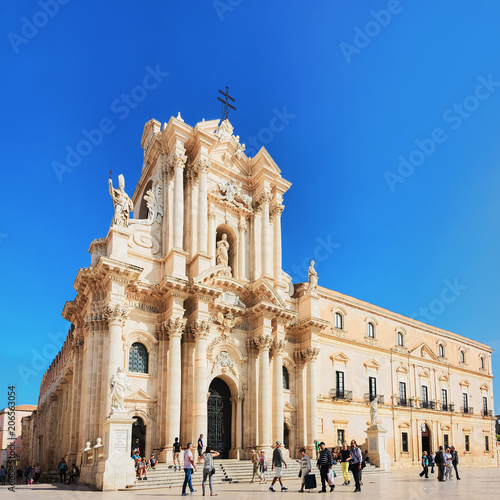 People at Cathedral of Syracuse Siracusa Sicily