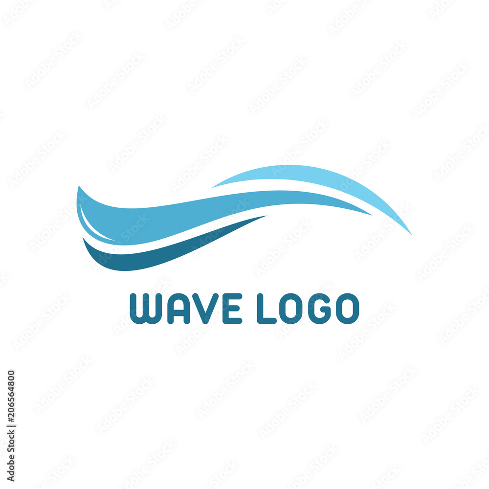Simple Cute Blue Wave logo template vector