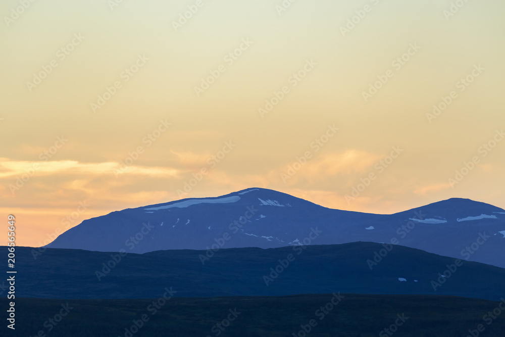 Mountain silhouettes in twilight
