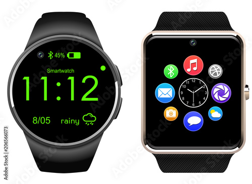 Smartwatch wearable computer accessory isolated, wristwatch.