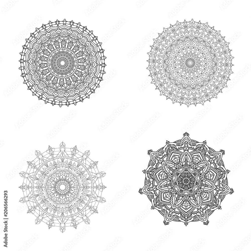 Set of Mandalas. Vector illustration. Set of Mandalas. Vector illustration.
