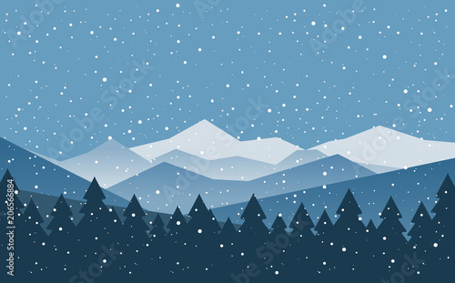 Winter snowy mountains landscape.