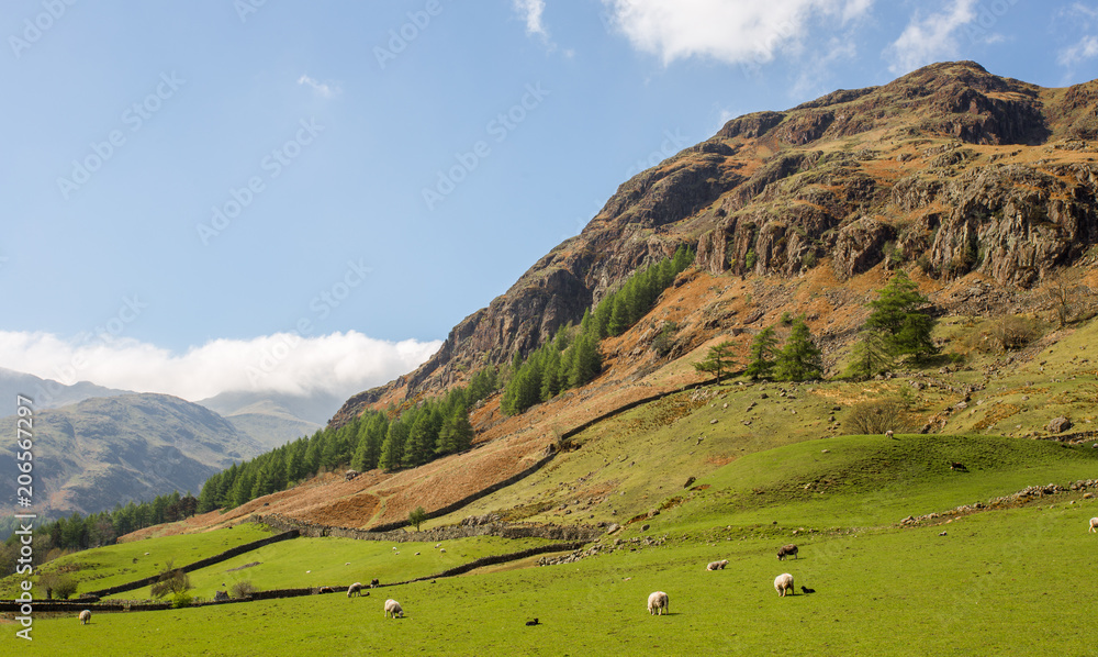 View of the Langdale fells in Cumbria