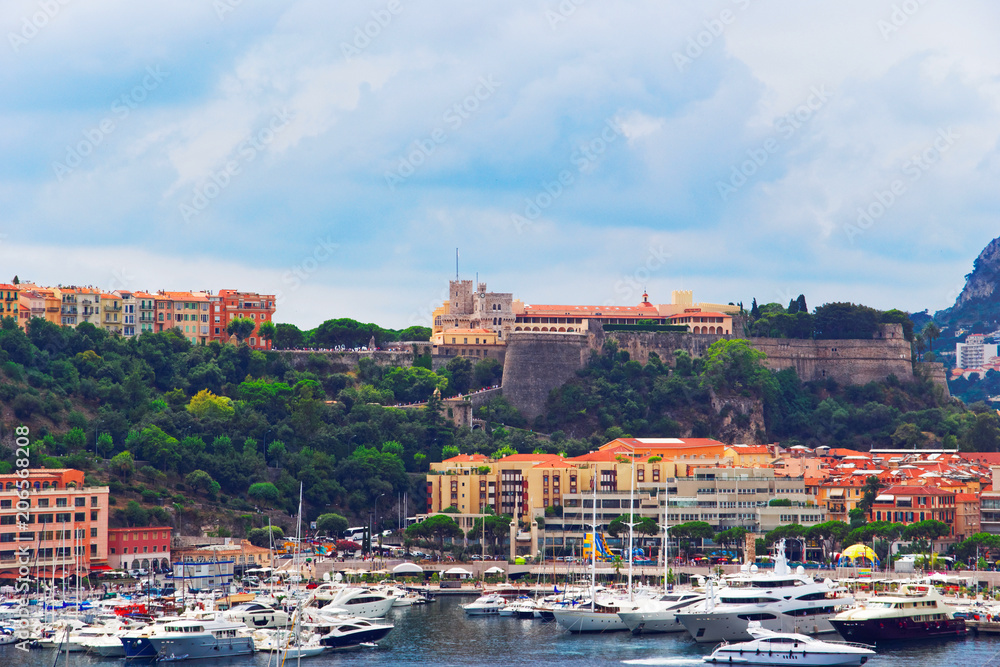 Luxury yachts at Hercule Port in Monaco French Riviera