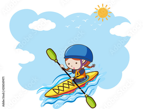 A Girl Kayaking on Sunny Day