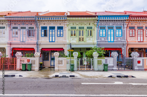 Colourful "Peranakan" House. The word 'Peranakan' used by the local people of the Malay Archipelagos to address foreign immigrants whom established families in the Straits of Southeast Asia.