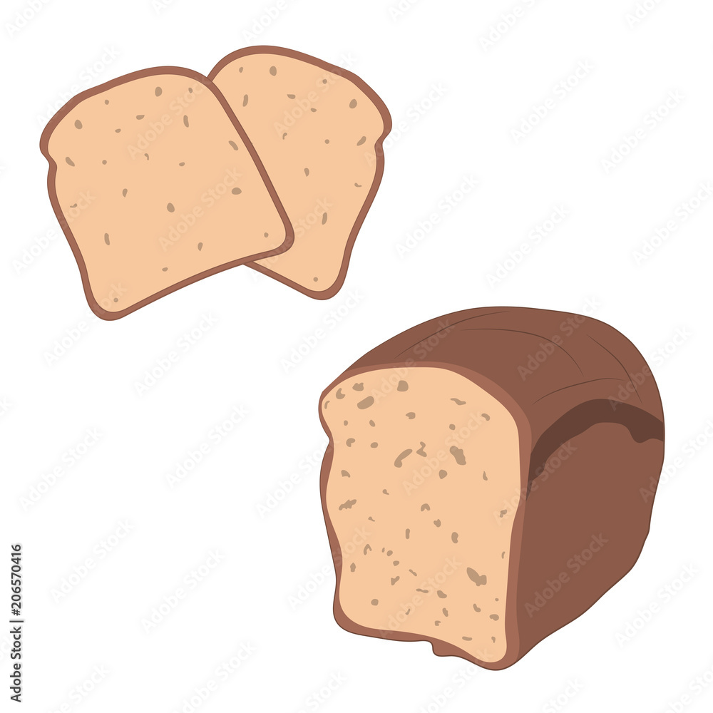 Bread, bakery icon, sliced fresh wheat bread isolated Bread, bakery icon, sliced fresh wheat bread isolated