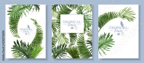 Tropical leaves banners set