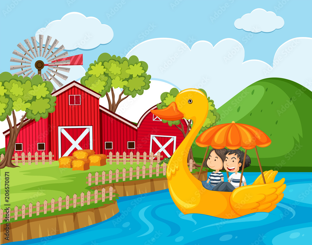 A Couple Riding Duck Pedal Boat A Couple Riding Duck Pedal Boat