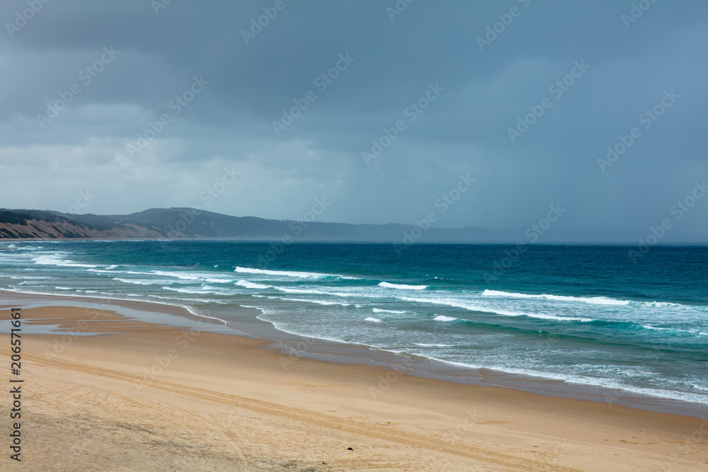 Dramatic storm sky above Indian ocean from beaches of Mozambique